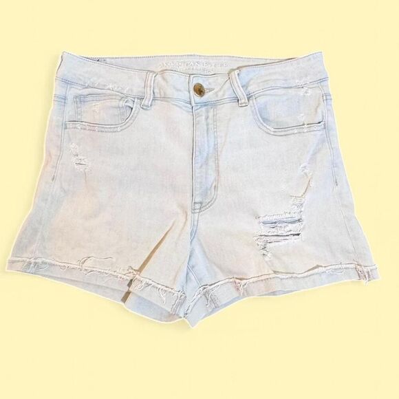 American Eagle Outfitters Women's High Rise Shortie Denim Light wash Blue Shorts - Picture 1 of 5